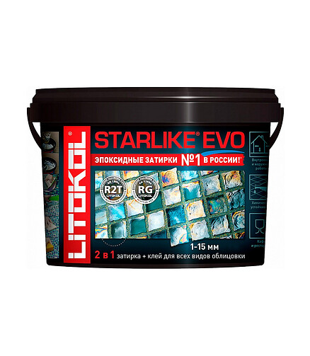 Фуга LITOKOL Starlike EVO S.105 BIANCO TITANIO эпоксидная, 2,5кг 438x503 в Материке