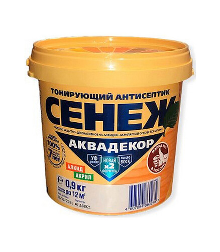 Антисептик Сенеж АКВАДЕКОР 102 бесцветный, 0,9 кг 438x503 в Материке