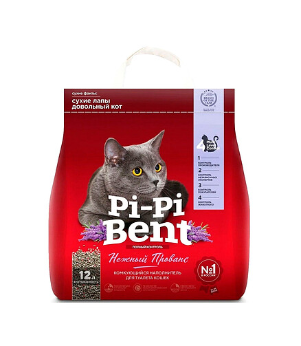 Наполнитель минеральный комкующийся Pi-Pi-Bent Нежный прованс (12л) 438x503 в Материке