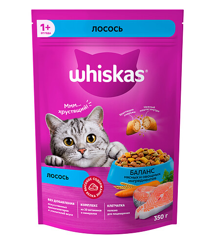 Корм для кошек WHISKAS лосось (0,35кг) 438x503 в Материке