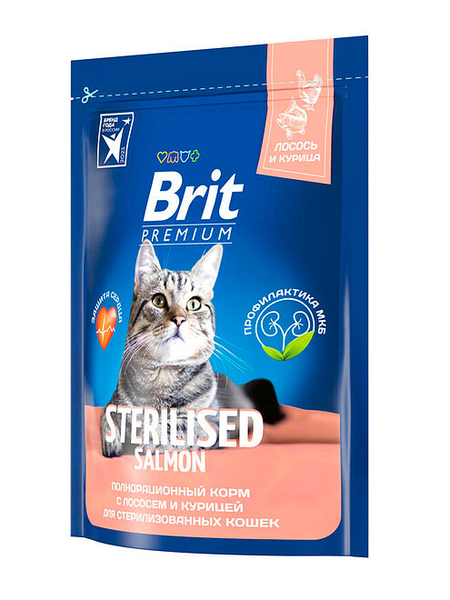 Корм для кошек Brit Premium Sterilised лосось, курица (0,4кг) 495x660 Корм для кошек Brit Premium Sterilised лосось, курица (0,4кг) 495x660 в Материке