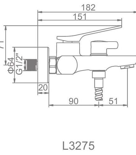 Смеситель L3275 (для ванны, короткий излив) 438x503 в Материке - Вариант 2