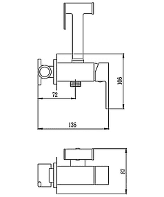 Смеситель HAIBA HB5511 (для биде) хром, настенный с душ.комплектом