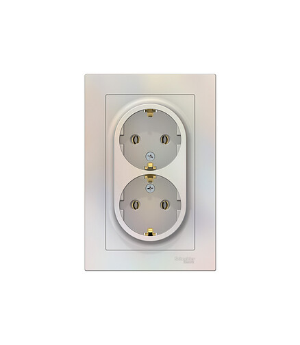 Розетка SE ATLAS Design ATN000424 2мест. с/з жемчуг 438x503 в Материке
