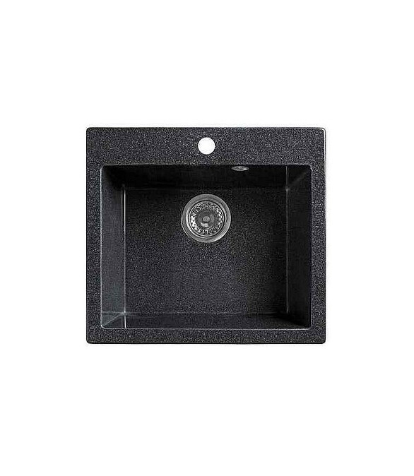 Мойка KSD 4945 490х450мм иск.мрамор-ЧЕРНЫЙ RS с выпуском 586x674 в Материке