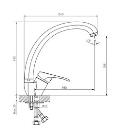 Смеситель DECOROOM DR21021 (для кухни) высокий поворотный излив, ЛАТУНЬ