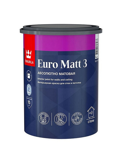 Краска Tikkurila EURO MATT 3 С матовая, 0,9л 495x660 Краска Tikkurila EURO MATT 3 С матовая, 0,9л 495x660 в Материке