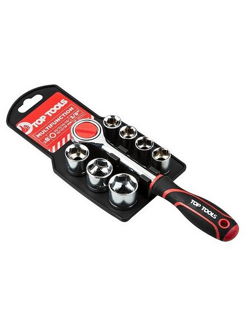 Набор ключей торцевых с трещоткой TOP TOOLS 38D142 3/8" 8шт/уп. 495x660 Набор ключей торцевых с трещоткой TOP TOOLS 38D142 3/8" 8шт/уп. 495x660 в Материке