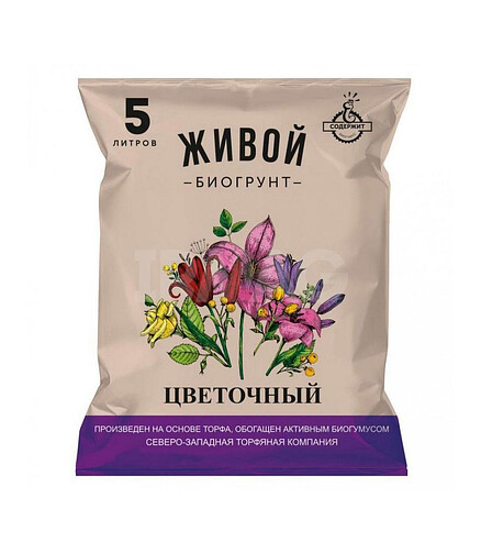 Грунт ЖИВОЙ БИОГРУНТ Цветочный (5л) 438x503 в Материке
