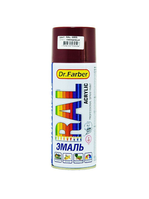 Эмаль Dr.Farber аэроз. акрил универс. RAL 3005 глянц., 520мл 495x660 Эмаль Dr.Farber аэроз. акрил универс. RAL 3005 глянц., 520мл 495x660 в Материке