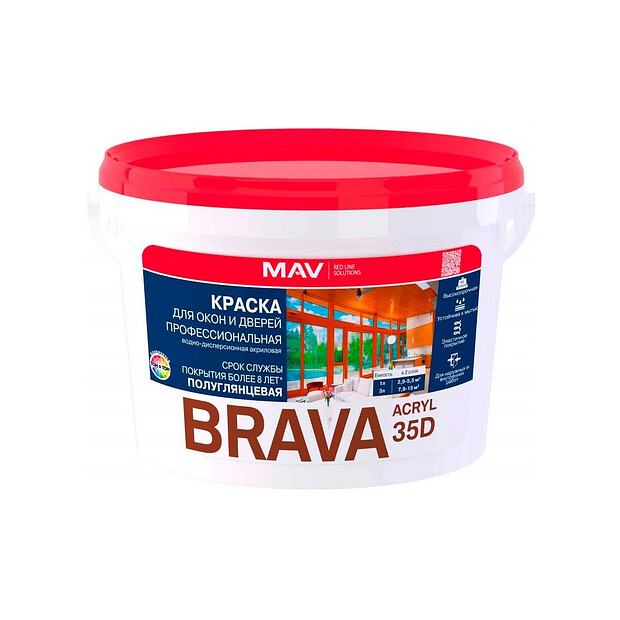 Краска BRAVA ACRYL база D п/глянц. 2,7кг 620x620 в Материке