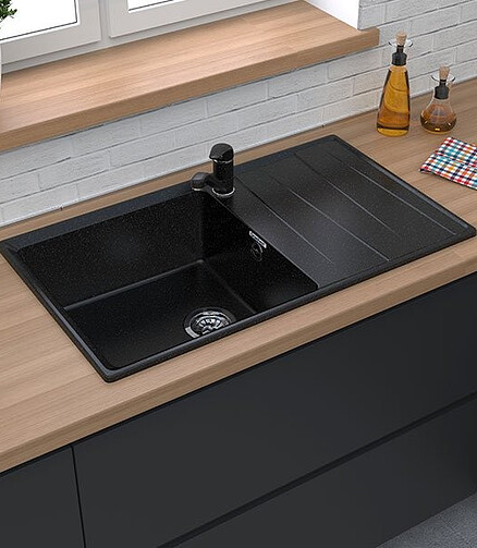 Мойка GRANFEST GF-LV-860L 860х500мм иск.мрамор-песочный (сифон в комплекте) 438x503 в Материке - Вариант 3