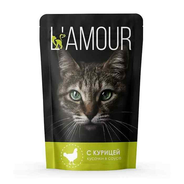 Корм для кошек ТМ L"AMOUR с курицей в соусе, пауч (75г)