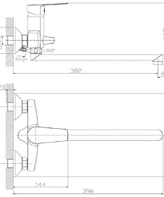 Смеситель ROSSINKA S35-33 (для ванны, длинный излив 350мм)