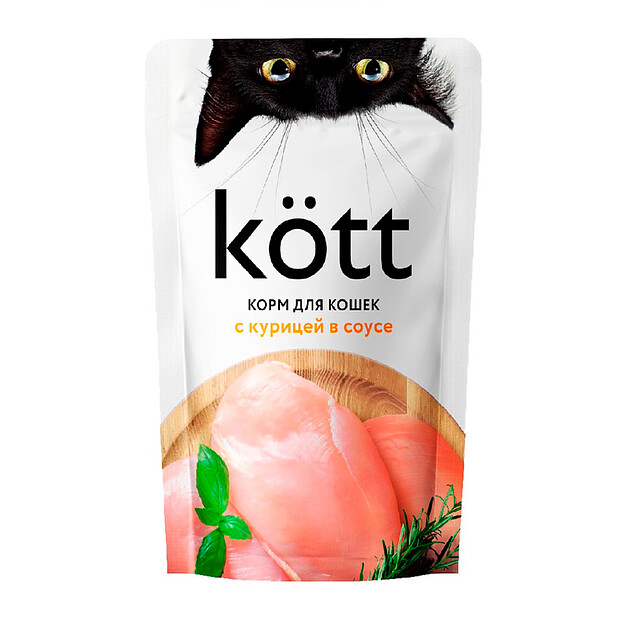 Корм для кошек ТМ KOTT с курицей в соусе, пауч (75г)