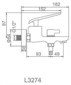 Смеситель L3274WR (для ванны, короткий излив) белый/золото