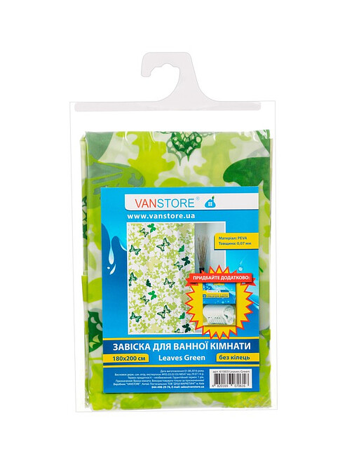 Штора для ванной комнаты LEAVES GREEN 61003, PEVA 180х200см без колец 495x660 Штора для ванной комнаты LEAVES GREEN 61003, PEVA 180х200см без колец 495x660 в Материке