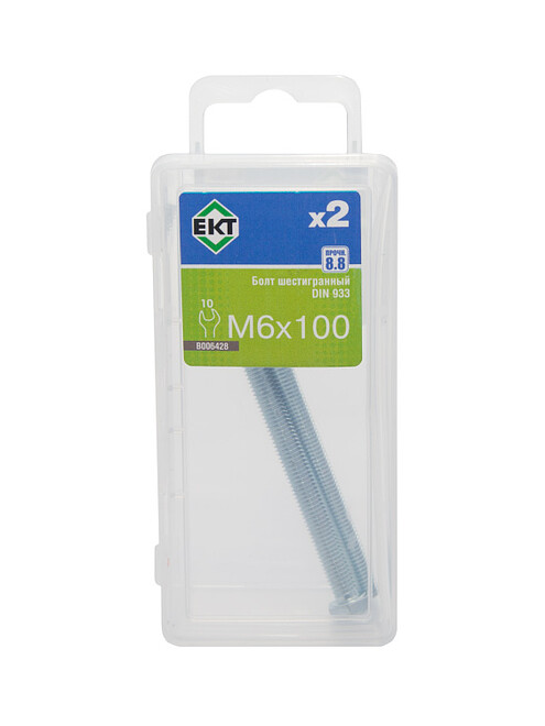 Болт 6-гранный 6х100 цинк, прочн.8.8 DIN 933 (уп=2шт) B006428_BOX 495x660 Болт 6-гранный 6х100 цинк, прочн.8.8 DIN 933 (уп=2шт) B006428_BOX 495x660 в Материке