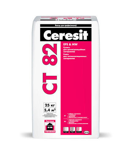 Клей CERESIT CT 82 для теплоизоляции армирующий, 25кг 438x503 в Материке