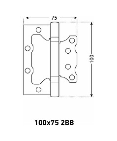 Петля дверная универсальная АЛЛЮР 100х75мм 2BB AC, медь (уп=2шт)