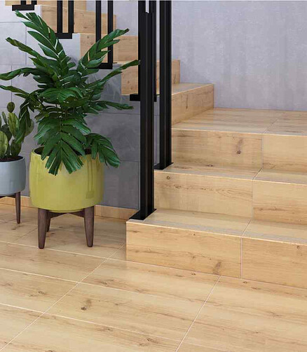 Ступень Cersanit WOODHOUSE 29,7х59,8 см цвет темный беж 438x503 в Материке