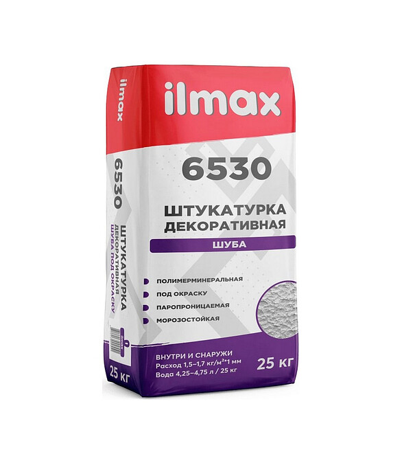 Штукатурка ILMAX 6530 полимерминер. шуба 1мм под окраску, 25кг 586x674 Штукатурка ILMAX 6530 полимерминер. шуба 1мм под окраску, 25кг 586x674 в Материке