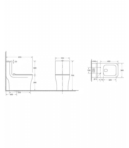 Унитаз-компакт TELBACH 001 БЕЛ.ГЛ. безобод.антибак.покр. GEBERIT 3/6 SLIM Dur. 438x503 в Материке - Вариант 2