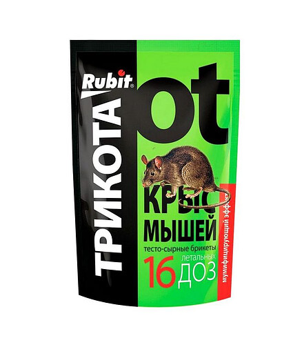 Средство Тесто-сыр. брикеты от крыс, мышей ТриКота мумифиц эфф родентицид (150г) 438x503 в Материке