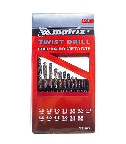 Набор сверл по металлу MATRIX 2-8мм 13шт. 438x503 в Материке