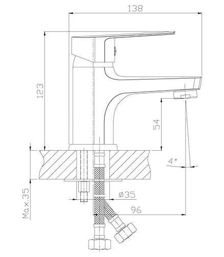 Смеситель ROSSINKA S35-11 (для умывальника) 438x503 в Материке - Вариант 2