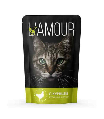 Корм для кошек L AMOUR курица, соус (75г) 438x503 в Материке