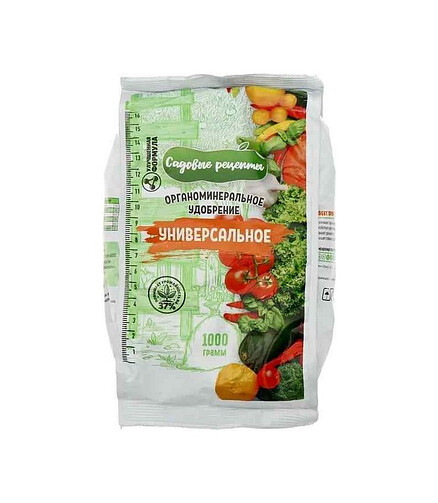 Удобрение Универсальное САДОВЫЕ РЕЦЕПТЫ органоминеральное (1кг) 438x503 в Материке