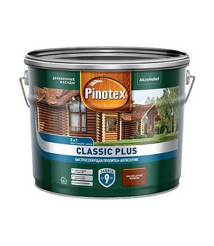 Пропитка-антисептик Pinotex Classic Plus 3 в 1 Красное дерево, 9л 438x503 в Материке