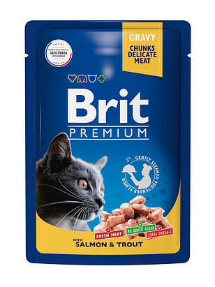Корм для кошек Brit Premium лосось, форель, соус (85г) 238x286 в Материке