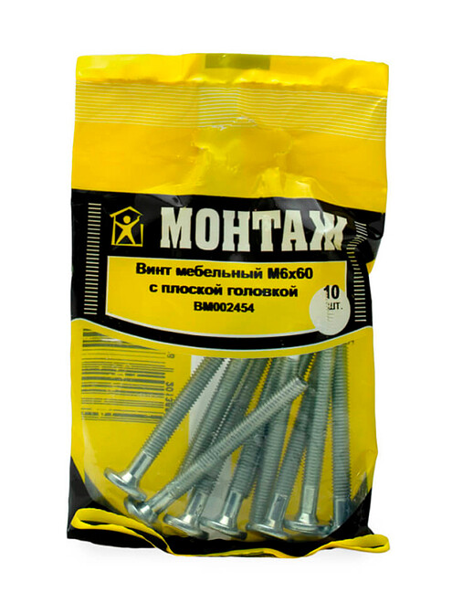 Винт мебельный с плоской головкой HEX 6х60, цинк, МОНТАЖ (уп=10шт) 495x660 Винт мебельный с плоской головкой HEX 6х60, цинк, МОНТАЖ (уп=10шт) 495x660 в Материке