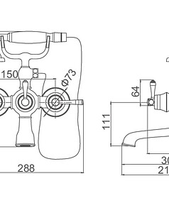 Смеситель K13020G (для ванны, короткий излив) золото