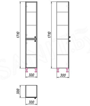 Пенал ГАММА 50.03оф2 правый, белый высокий глянец 238x286 в Материке - Вариант 2