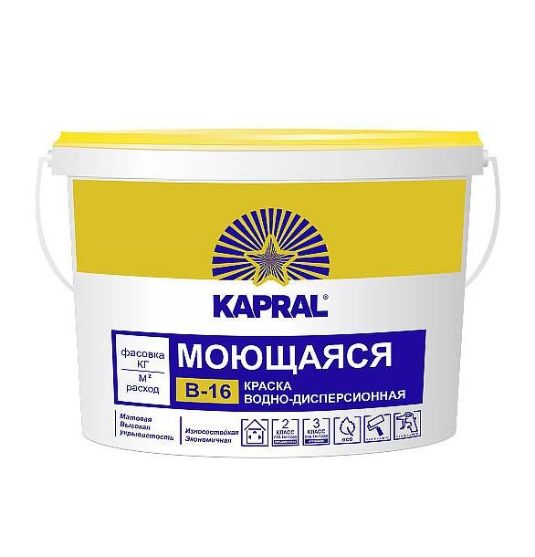 Краска Kapral В-16 глубокоматовая, 1,5кг 586x674 Краска Kapral В-16 глубокоматовая, 1,5кг 586x674 в Материке