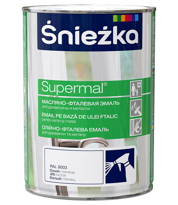 Эмаль SNIEZKA Supermal МФ RAL9003 белая глянцевая, 0,8л 586x674 Эмаль SNIEZKA Supermal МФ RAL9003 белая глянцевая, 0,8л 586x674 в Материке