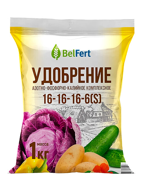 Удобрение BelFert азотно-фосфорно-калийное 16-16-16-6(S) (1кг) 495x660 Удобрение BelFert азотно-фосфорно-калийное 16-16-16-6(S) (1кг) 495x660 в Материке