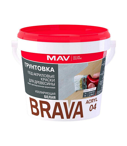 Грунтовка BRAVA ACRYL 04 для дерева акриловый, 1л 438x503 в Материке