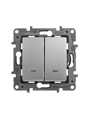 Выключатель Legrand ETIKA 672404 2кл. подсв. алюмин. 238x286 в Материке
