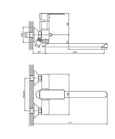 Смеситель CRON CN22129 (для ванны, длинный излив) с душ.комплектом, ЦИНК