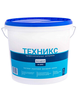 Краска ТЕХНИКС Фасад Ф-2002P белая, 7кг 238x286 в Материке