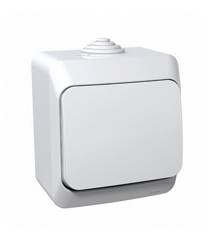 Выключатель ЭТЮД BA10-041B 1кл. IP44 белый 438x503 в Материке