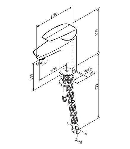 Смеситель TENDER F45A02100 (для умывальника) 438x503 в Материке - Вариант 2