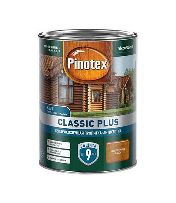 Пропитка-антисептик Pinotex Classic Plus 3 в 1 Лиственница, 0,9л 586x674 в Материке