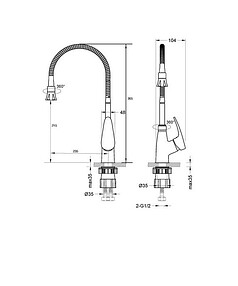 Смеситель LINARA LM0413C (для кухни) с гибким изливом, два режима тока воды