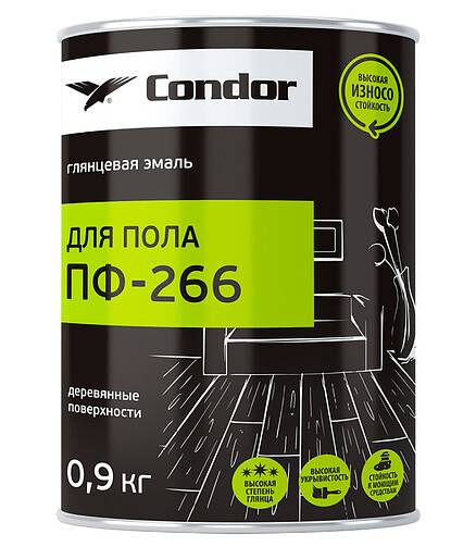 Эмаль для пола Condor ПФ-266 светло-серая, 0,9кг 438x503 в Материке