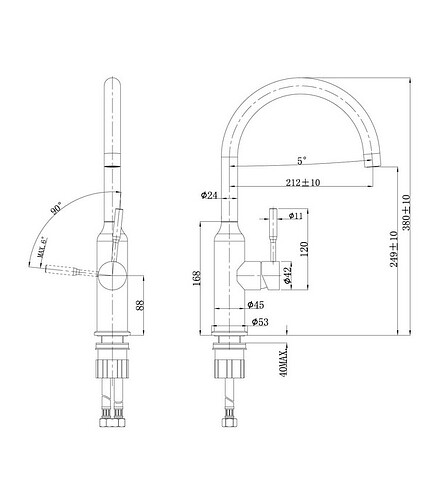 Смеситель EXPERT LM5079S (для кухни) нерж.сталь 438x503 в Материке - Вариант 2